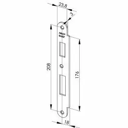 Aanbieding ABLOY Sluitplaat - afgerond - 232 x 27 x 3 mm - Staal verchroomd - passend bij ABLOY Sloten - Type EA327