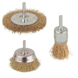 Wolfcraft 3-delige draadborstelset - messing Modern